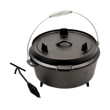 Pre-Seasoned Cast Iron Camping Dutch Oven with Lid Lifter